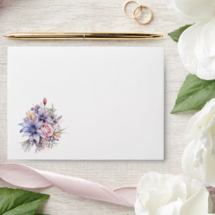 Watercolour flowers. Wedding. Envelope