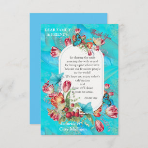 Watercolour Flowers with Visiting Butterflies. RSVP Card