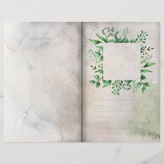 Watercolour Foliage Journal Scrapbook Page (Front)