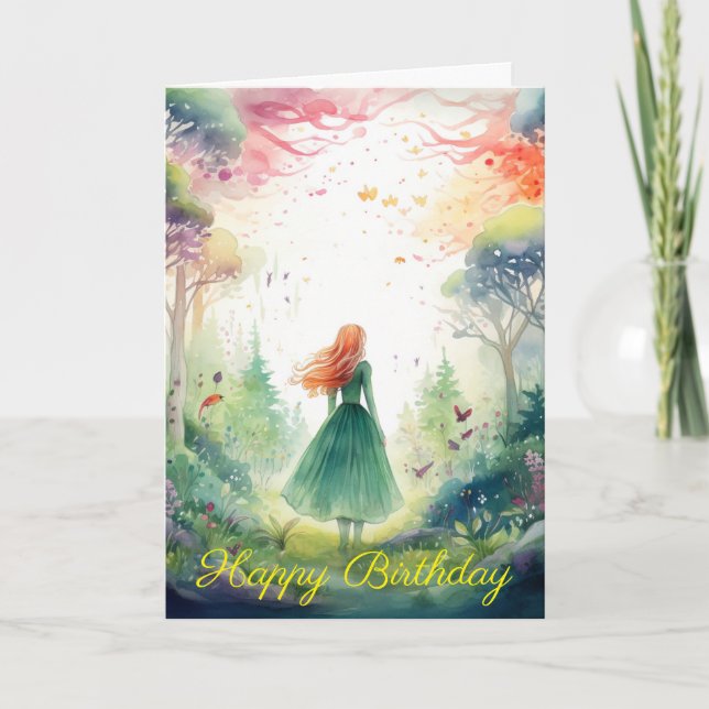 Watercolour Forest Princess Card (Front)