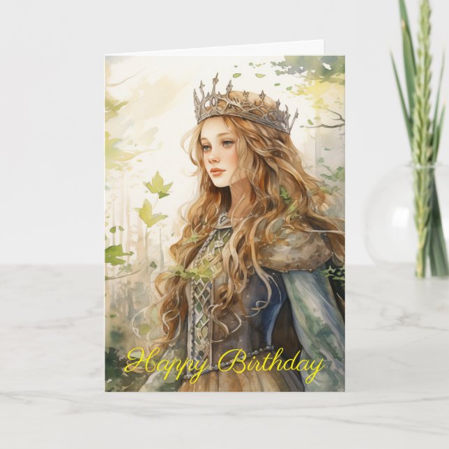 Watercolour Forest Princess Card (Front)