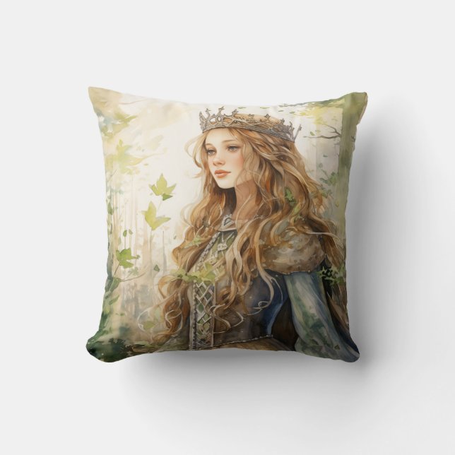 Watercolour Forest Princess Cushion (Front)