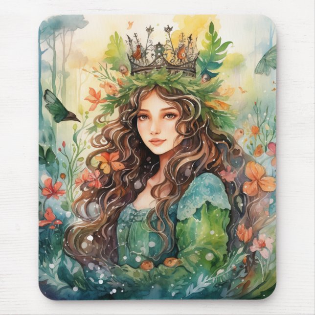 Watercolour Forest Princess Mouse Mat (Front)