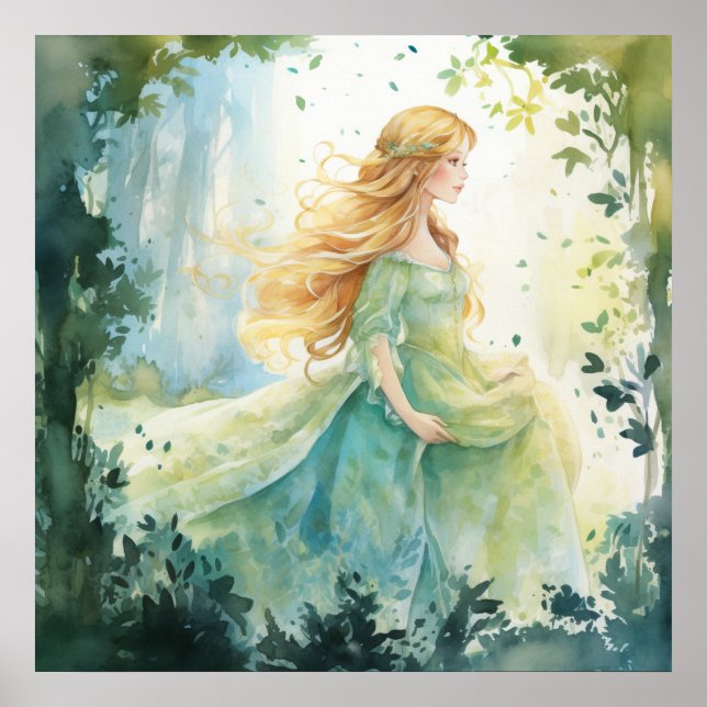 Watercolour Forest Princess Poster (Front)