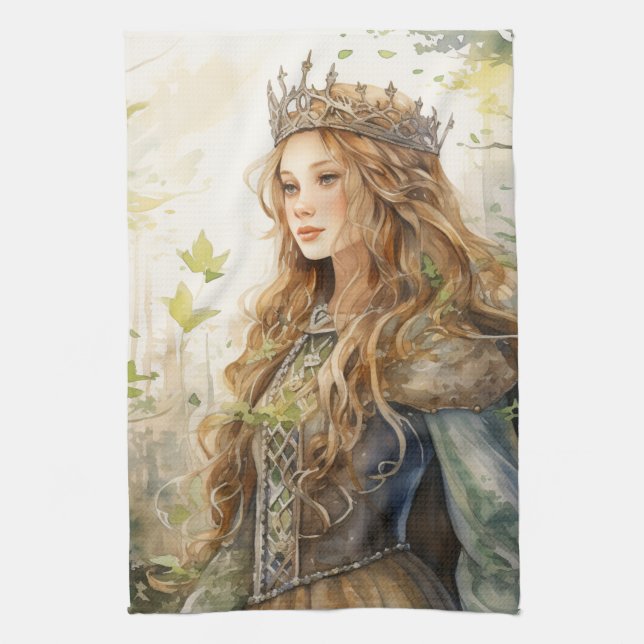Watercolour Forest Princess Tea Towel (Vertical)