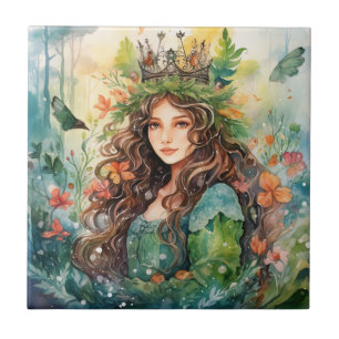 Watercolour Forest Princess Tile