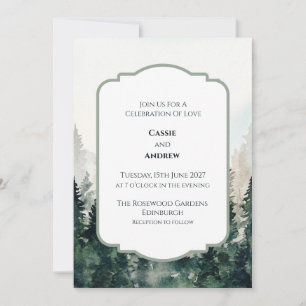 Watercolour Forest Wedding Invitation
