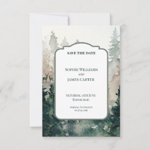 Watercolour Forest Wedding Save The Date