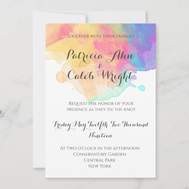 Watercolour fun Wedding Invitation (Front)
