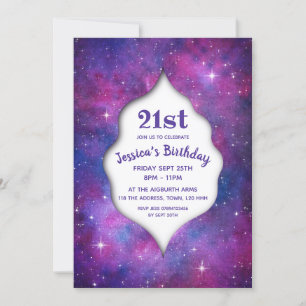 Watercolour Galaxy Pink And Blue Invitation
