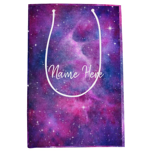 Watercolour Galaxy Pink And Blue Medium Gift Bag (Front)