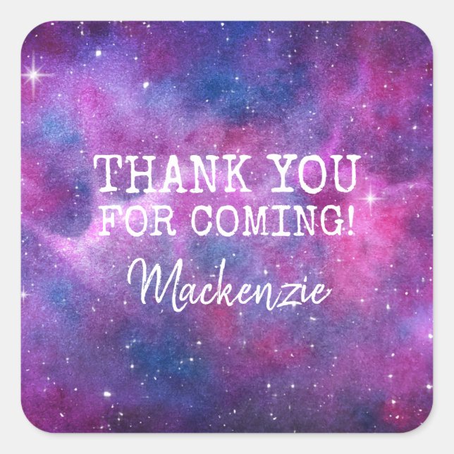 Watercolour Galaxy Pink And Blue Square Sticker (Front)