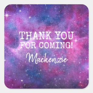 Watercolour Galaxy Pink And Blue Square Sticker