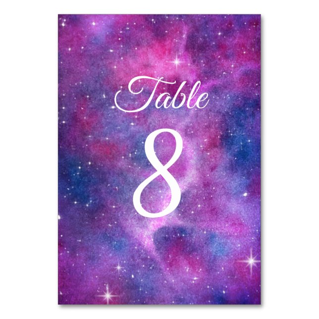 Watercolour Galaxy Table Number (Front)