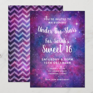 Watercolour Galaxy Under The Stars Invitation
