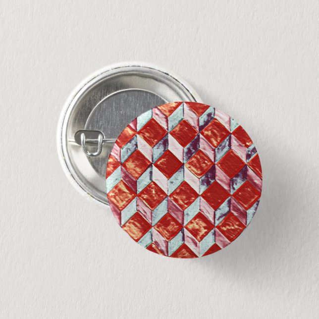 Watercolour geometric illusion 3 cm round badge (Front & Back)