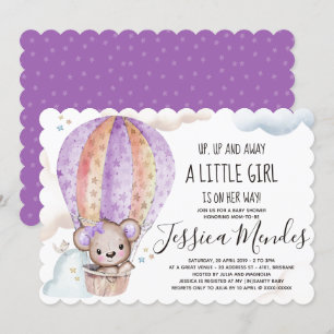 Watercolour Girl Teddy Bear Baby Shower Invitation