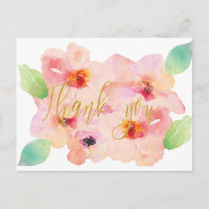 watercolour gold thank you card