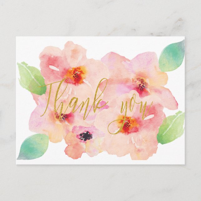 watercolour gold thank you card (Front)