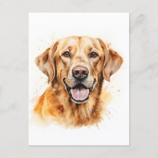 Watercolour Golden Labrador Retriever Dog Postcard