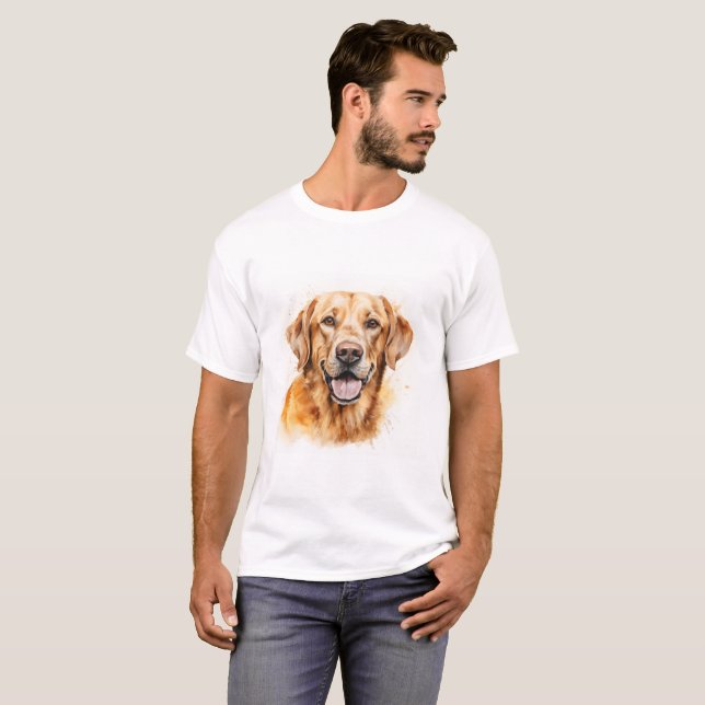 Watercolour Golden Labrador Retriever Dog T-Shirt (Front Full)