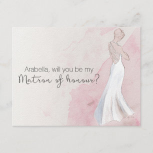 Watercolour Gown "Will you be my matron of honour" Invitation
