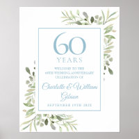 Watercolour Greenery 60th Anniversary Welcome