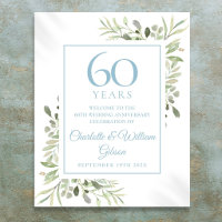 Watercolour Greenery 60th Anniversary Welcome