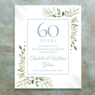 Watercolour Greenery 60th Anniversary Welcome Poster