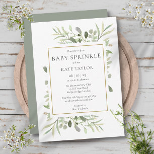 Watercolour Greenery Baby Sprinkle Gender Neutral Invitation
