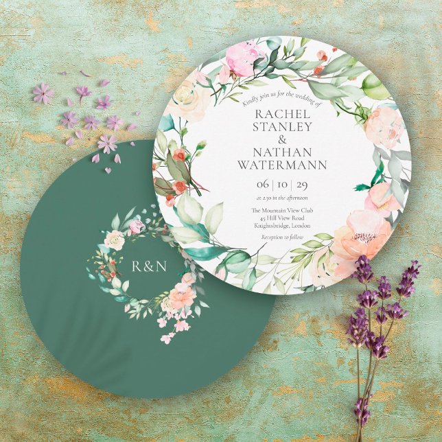 Watercolour Greenery Floral Wedding Invitation (Creator Uploaded)