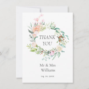 Watercolour Greenery Floral Wedding Thank You