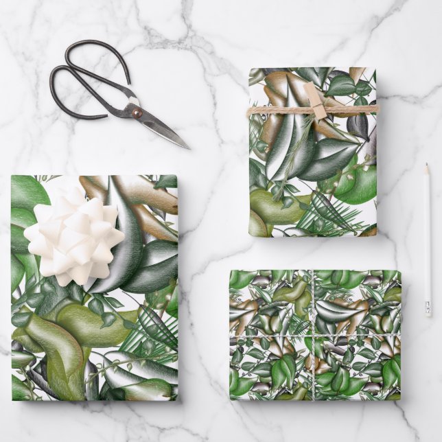 Watercolour greenery  wrapping paper sheet (Front)