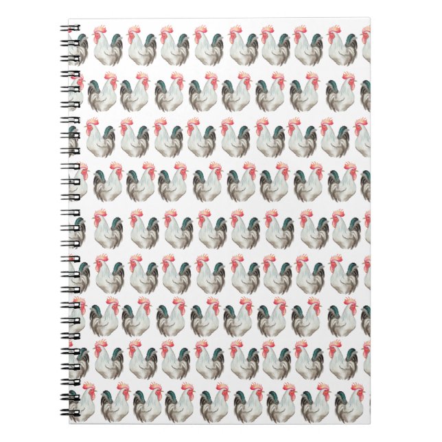 Watercolour hand drawing of a Rooster Notebook (Front)