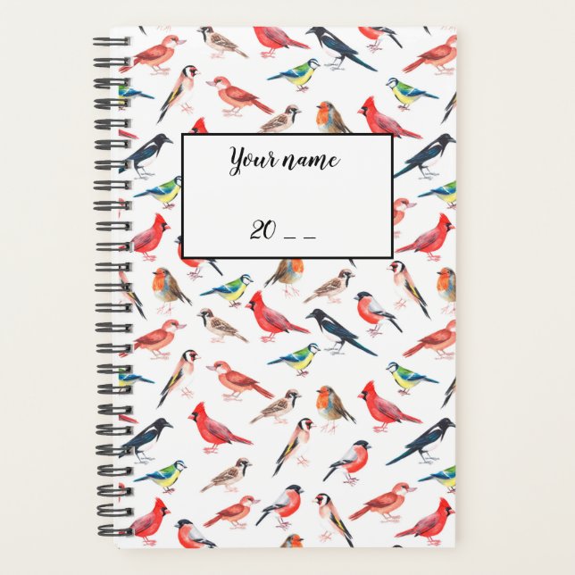 Watercolour hand painted bird decoration. planner (Front)