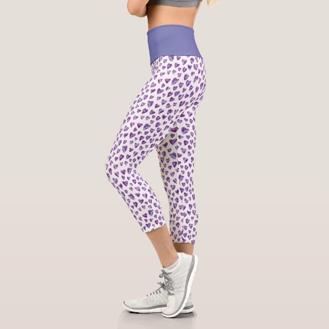 Watercolour Heart Capri Leggings (Left)