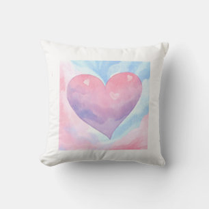 Watercolour Heart design Throw pillow