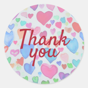 Watercolour Hearts Classic Round Sticker