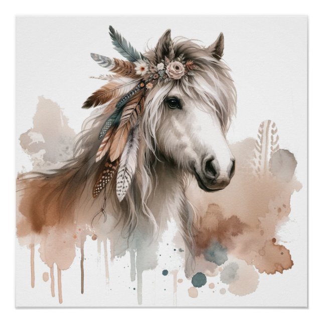 Watercolour Horse Art Poster (Front)