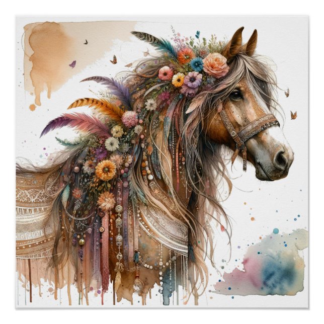 Watercolour Horse Art Poster (Front)