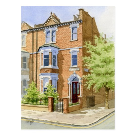 watercolour house portrait postcard