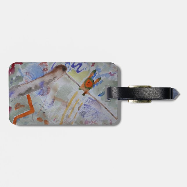 Watercolour Hummingbird Luggage Tag (Back Horizontal)
