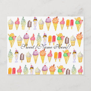 Watercolour Ice Cream - Postcard