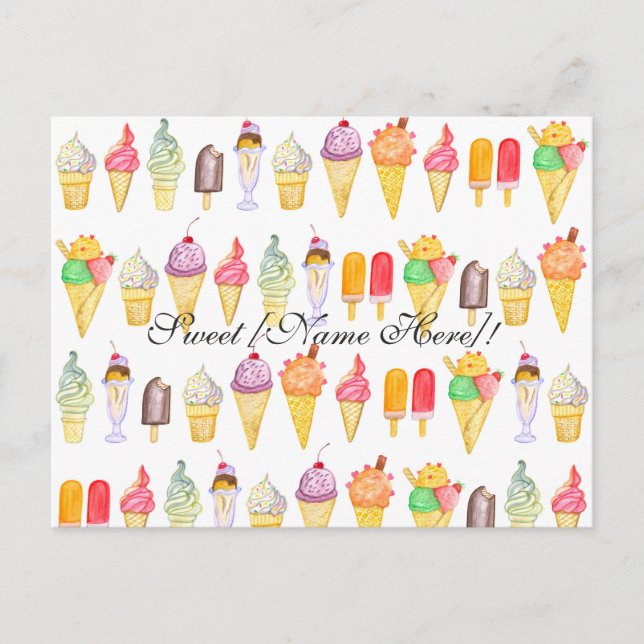 Watercolour Ice Cream - Postcard (Front)