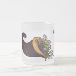 watercolour illustration filling horn flowers frosted glass coffee mug