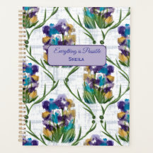 Watercolour Iris Floral Wreath Notebook