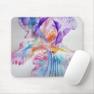 Watercolour Iris Flower Painting art irises Mouse Mat