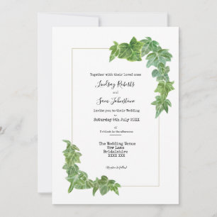 Watercolour Ivy Trim Wedding Invitation