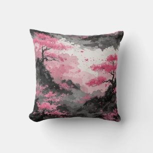 Watercolour Japanese Blossom Cherry Pink Cushion