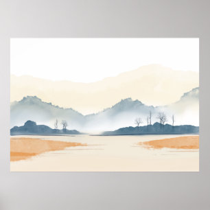 Watercolour landscape background   poster